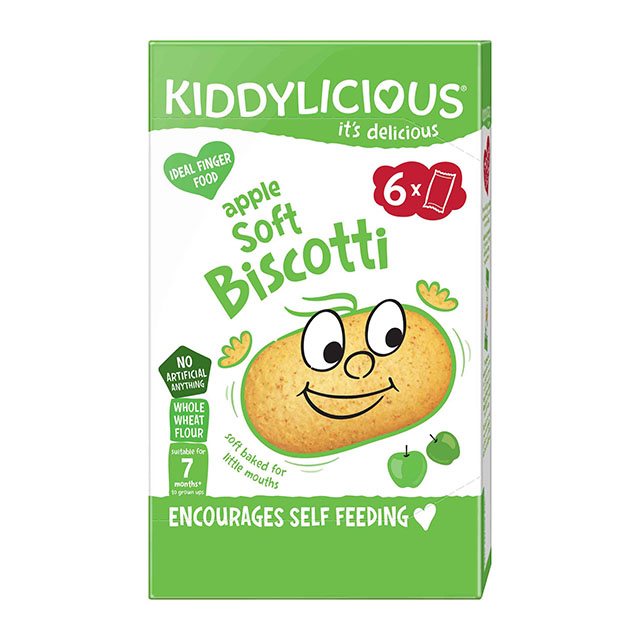 Kiddylicious No Added Sugar Apple Soft Biscotti Baked Baby Snack Suitable for 7+ Months 6 x 20 g