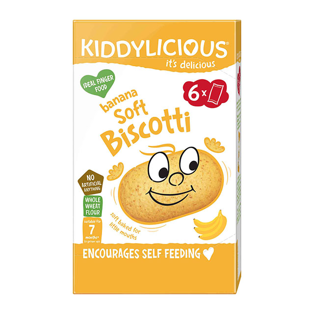 Kiddylicious No Added Sugar Banana Soft Biscotti Baby Snack Suitable for 7+ Months 6 x 20 g