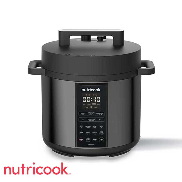 Nutricook Smart Pot 2, 9 in 1 Electric Pressure Cooker, 6 L, 1000 W, 12 Smart Programs with Smart Lid, Black, NC-SP204K
